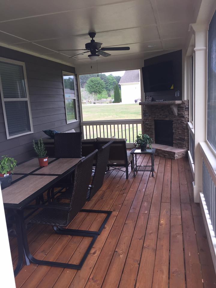 Screened in Porch Deck Staining Railing Painting Inside View