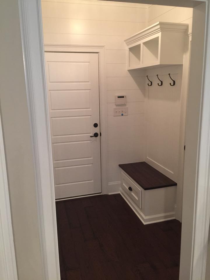 Custom Mudroom Bench Painting with Built-in Shelves near Fayetteville