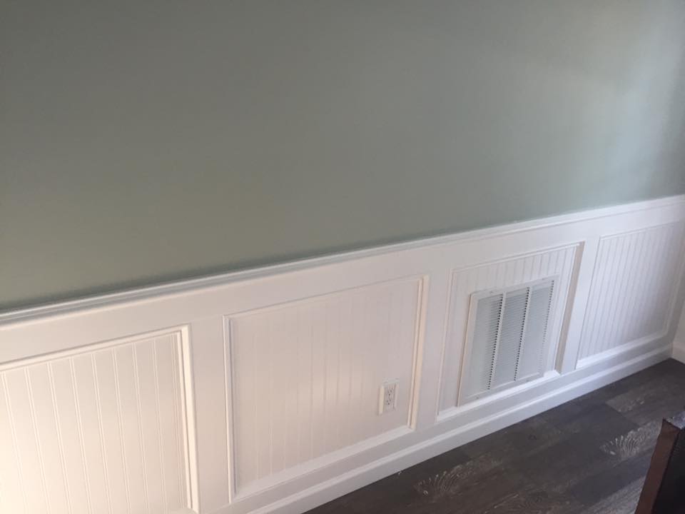 Wall Wainscoting Installation and Painted White