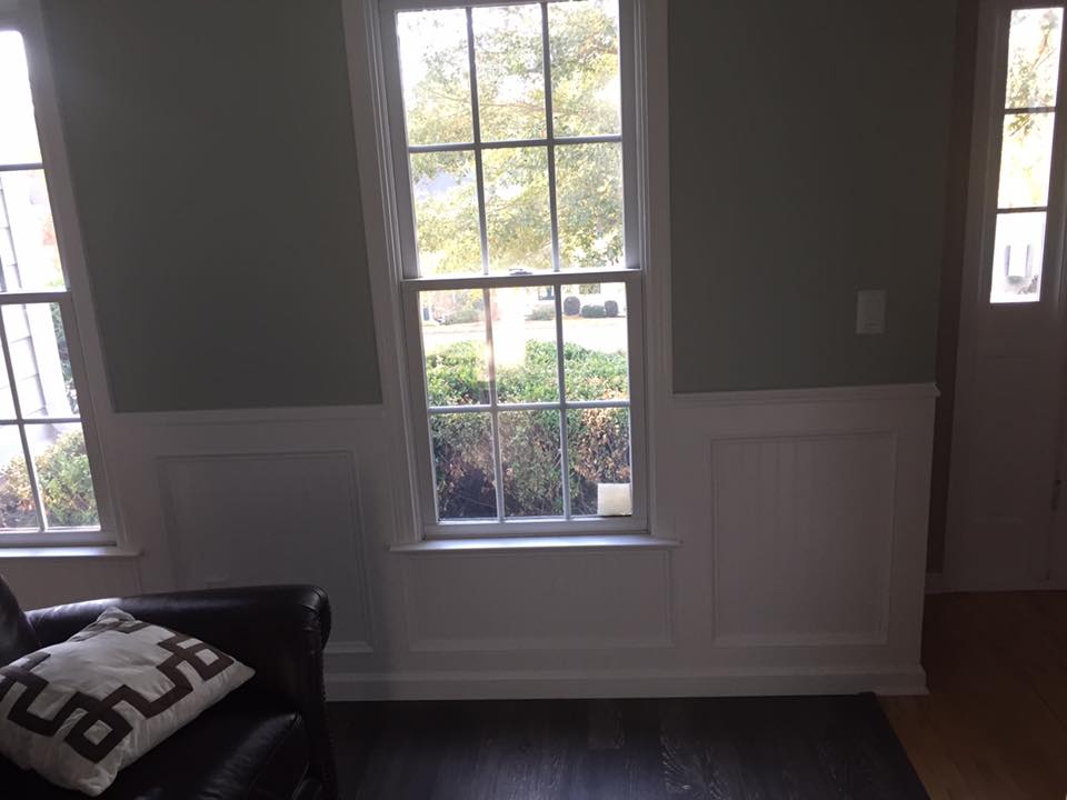 Wall Wainscoting Installation and Painted White 2