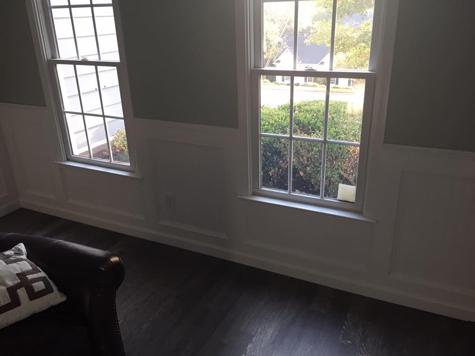 Wall Wainscoting Installation and Painted White 3