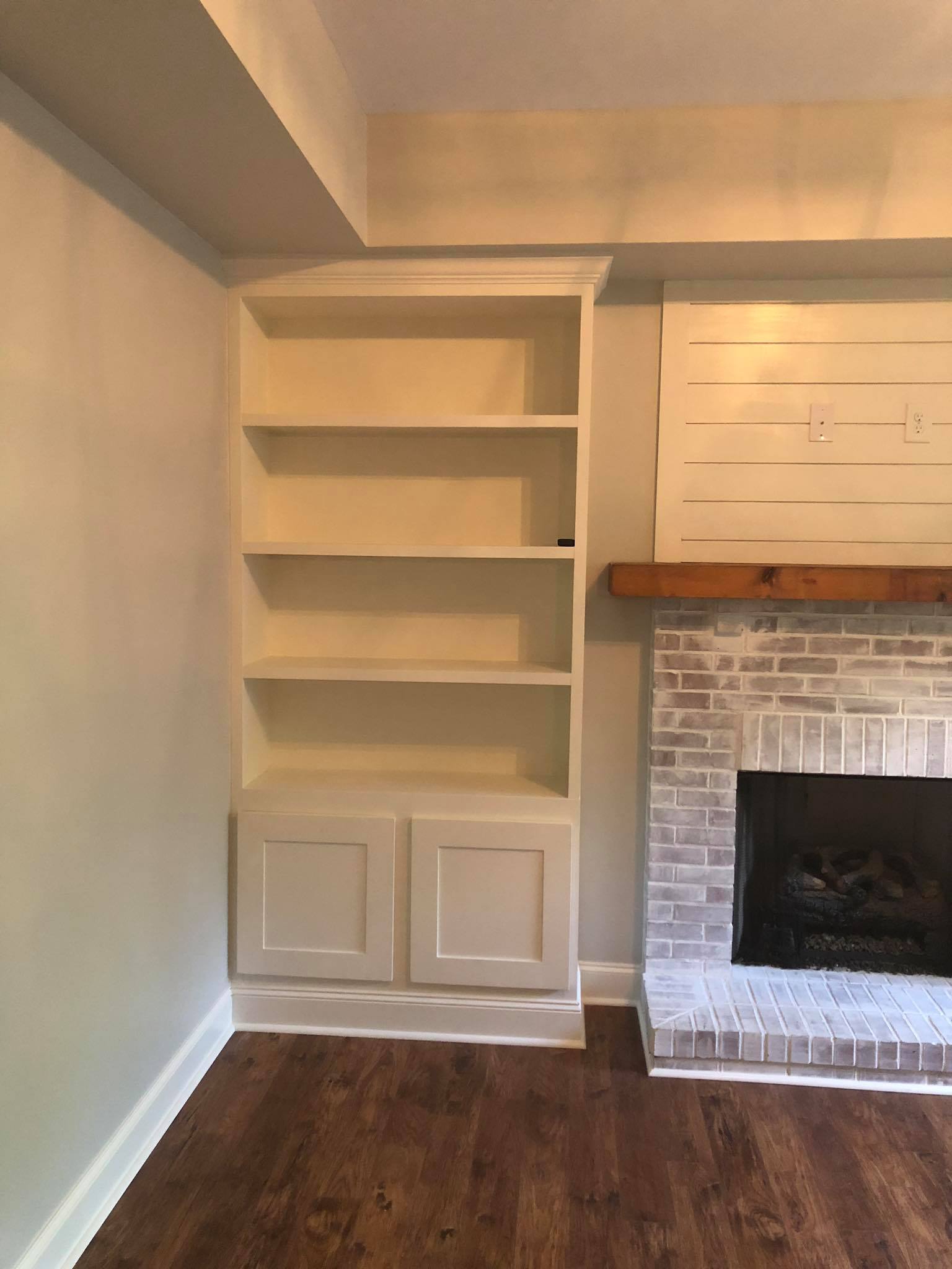 Custom Wall Built in Cabinet with Double Door base Painted White Side View Left