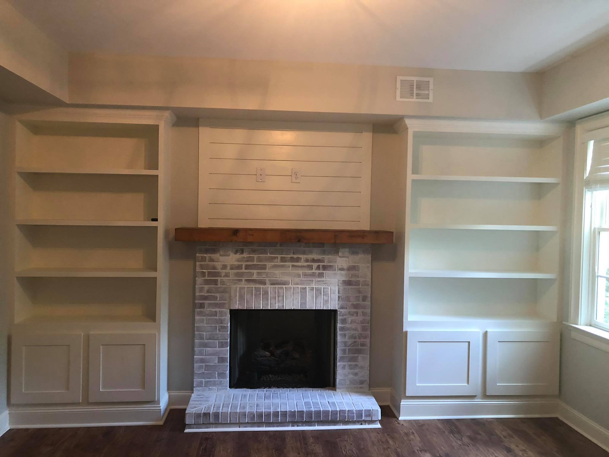 Custom Wall Built in Cabinet with Double Door base Painted White 2
