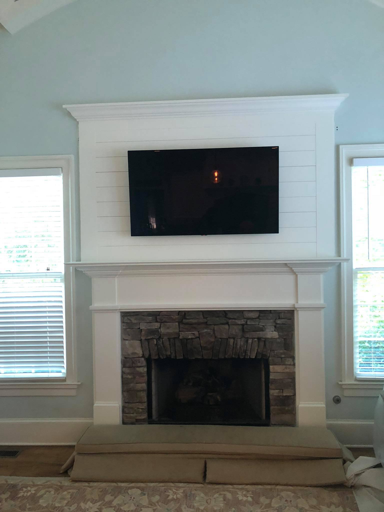 Fireplace Mantel and Trim Painted White 2