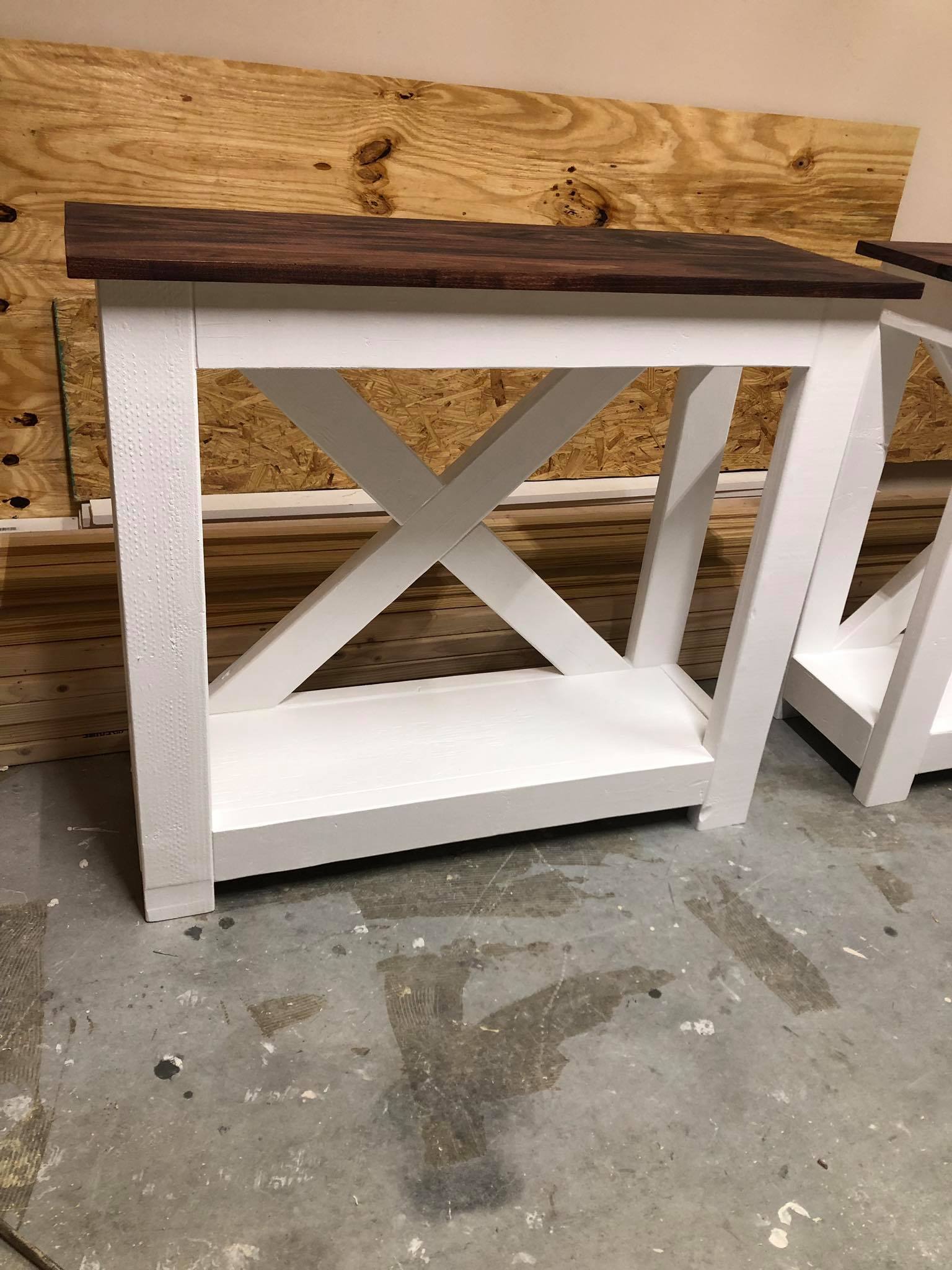 Custom Fabricated Entryway tables with Shelf Painted White 10