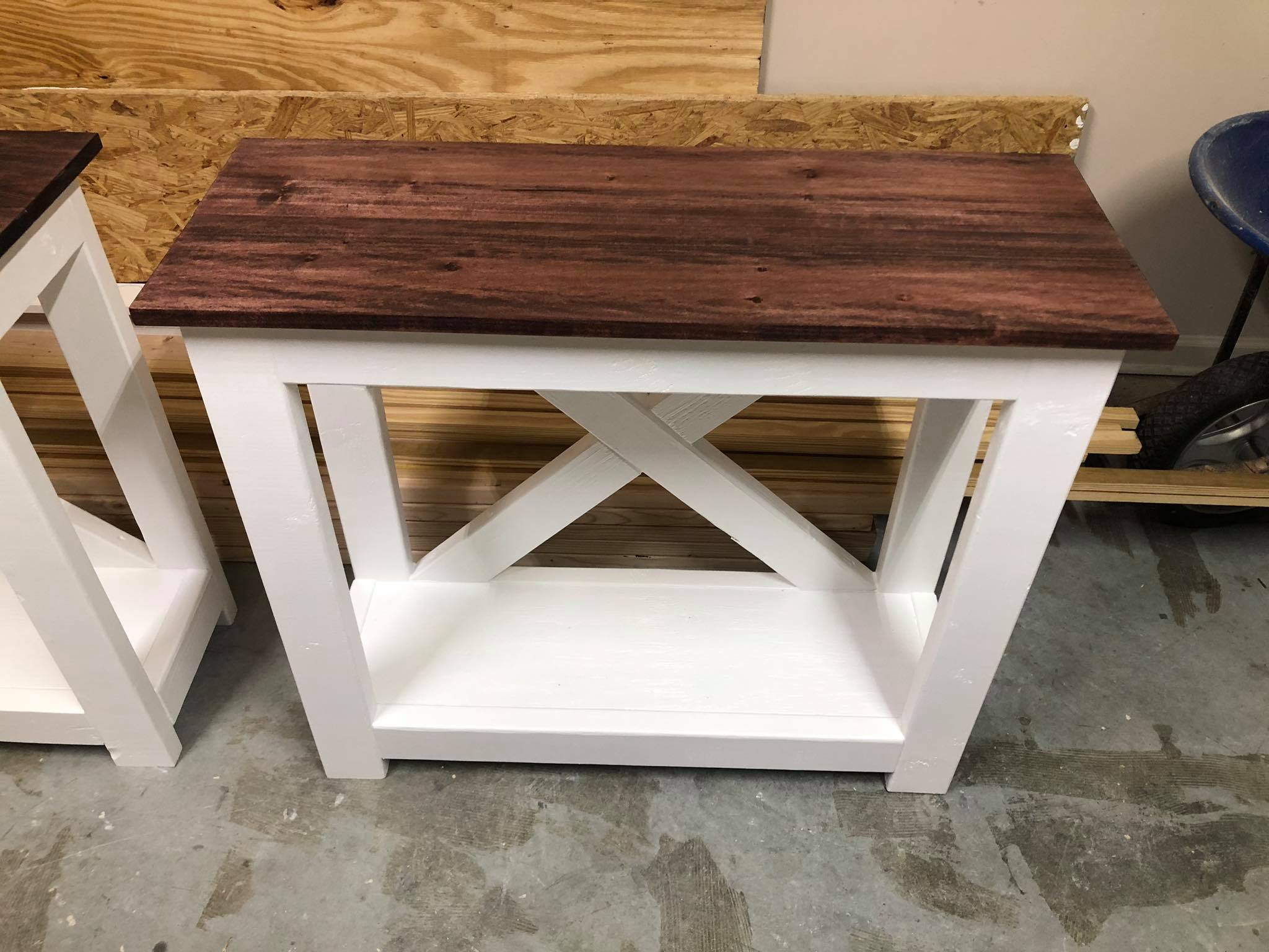 Custom Fabricated Entryway tables with Shelf Painted White 11