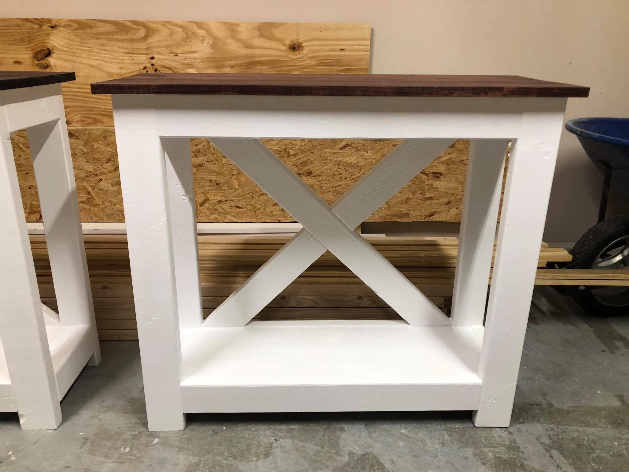 Custom Fabricated Entryway tables with Shelf Painted White 12