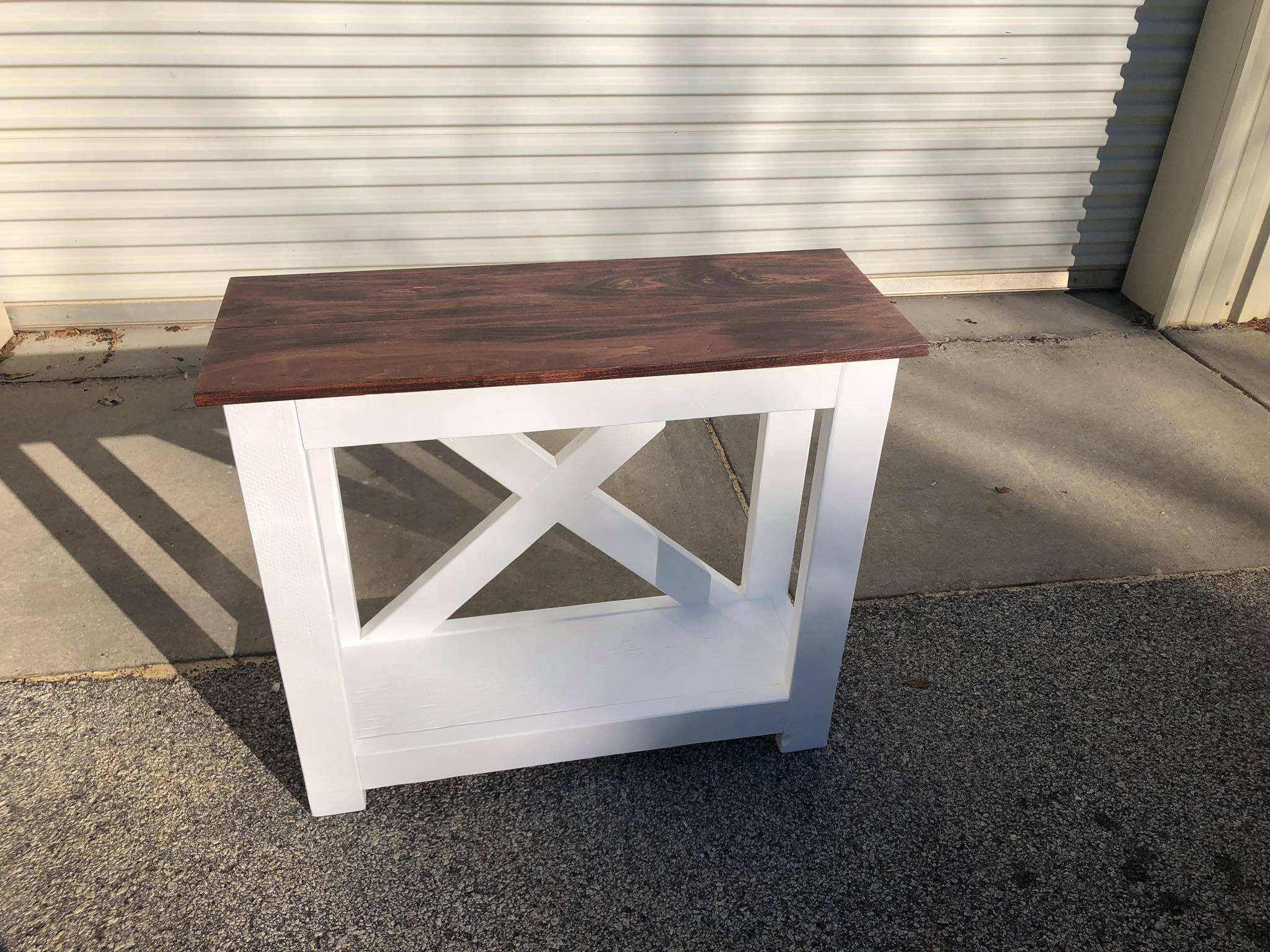 Custom Fabricated Entryway tables with Shelf Painted White 5