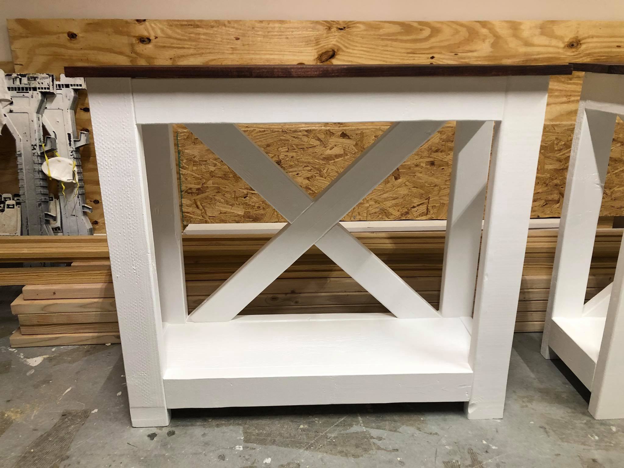 Custom Fabricated Entryway tables with Shelf Painted White 6