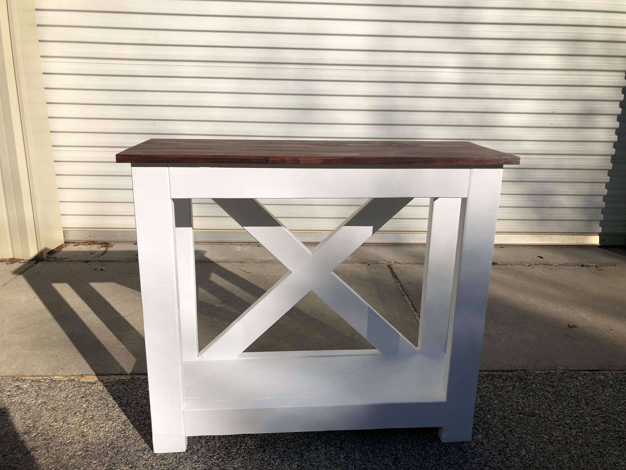 Custom Fabricated Entryway tables with Shelf Painted White 7