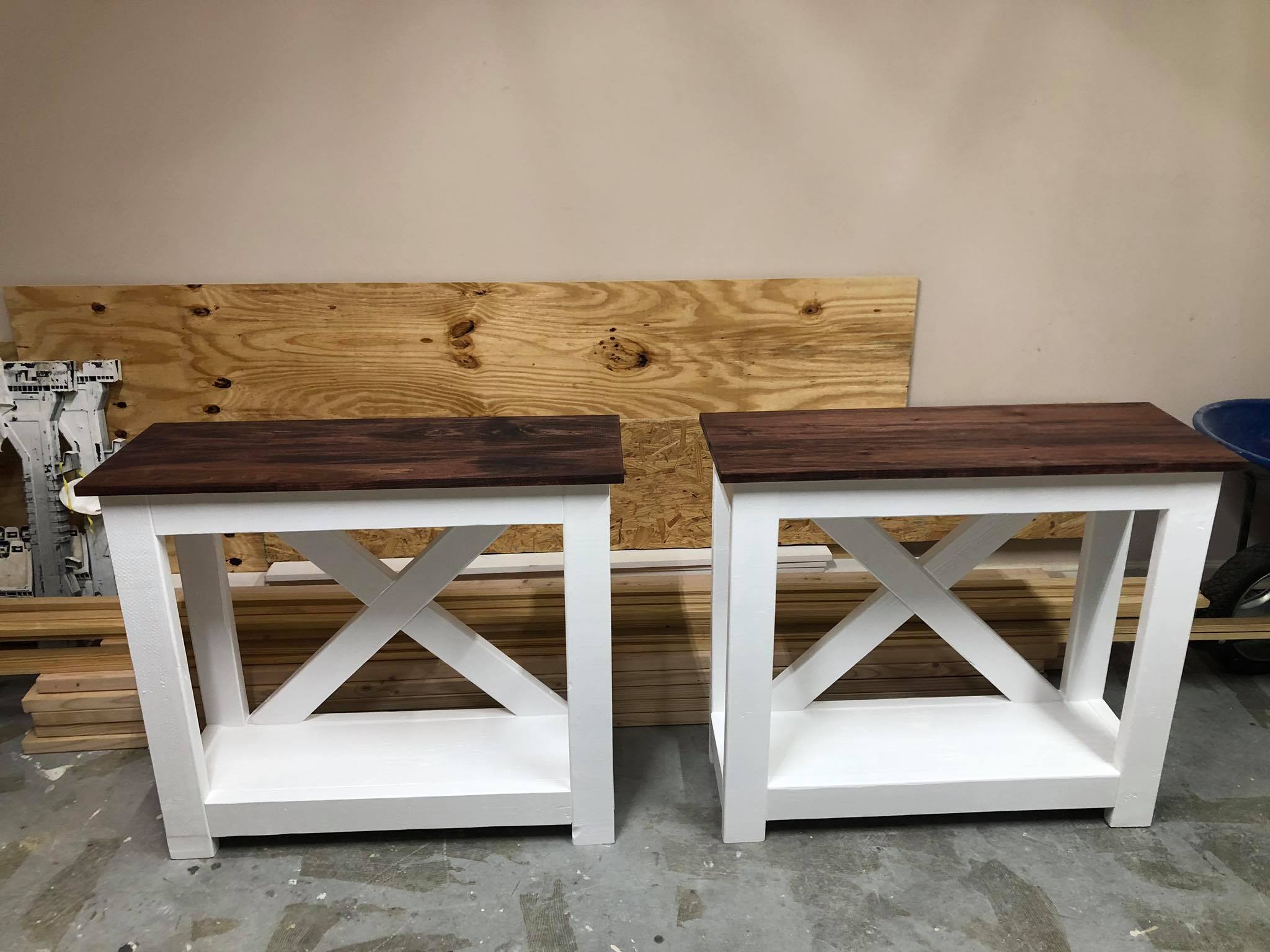 Custom Fabricated Entryway tables with Shelf Painted White 8