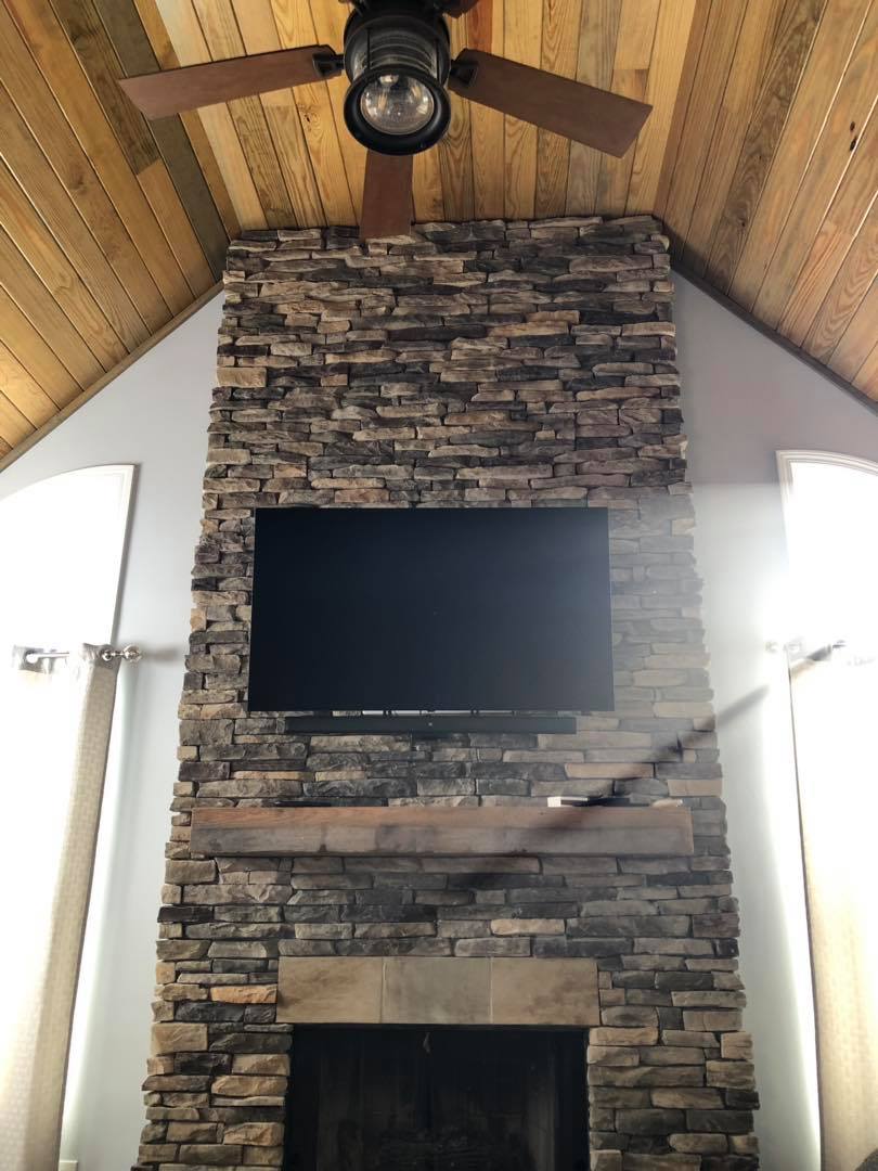 Ceiling Revisit & TV Mount near Fayetteville Front Fireplace Top