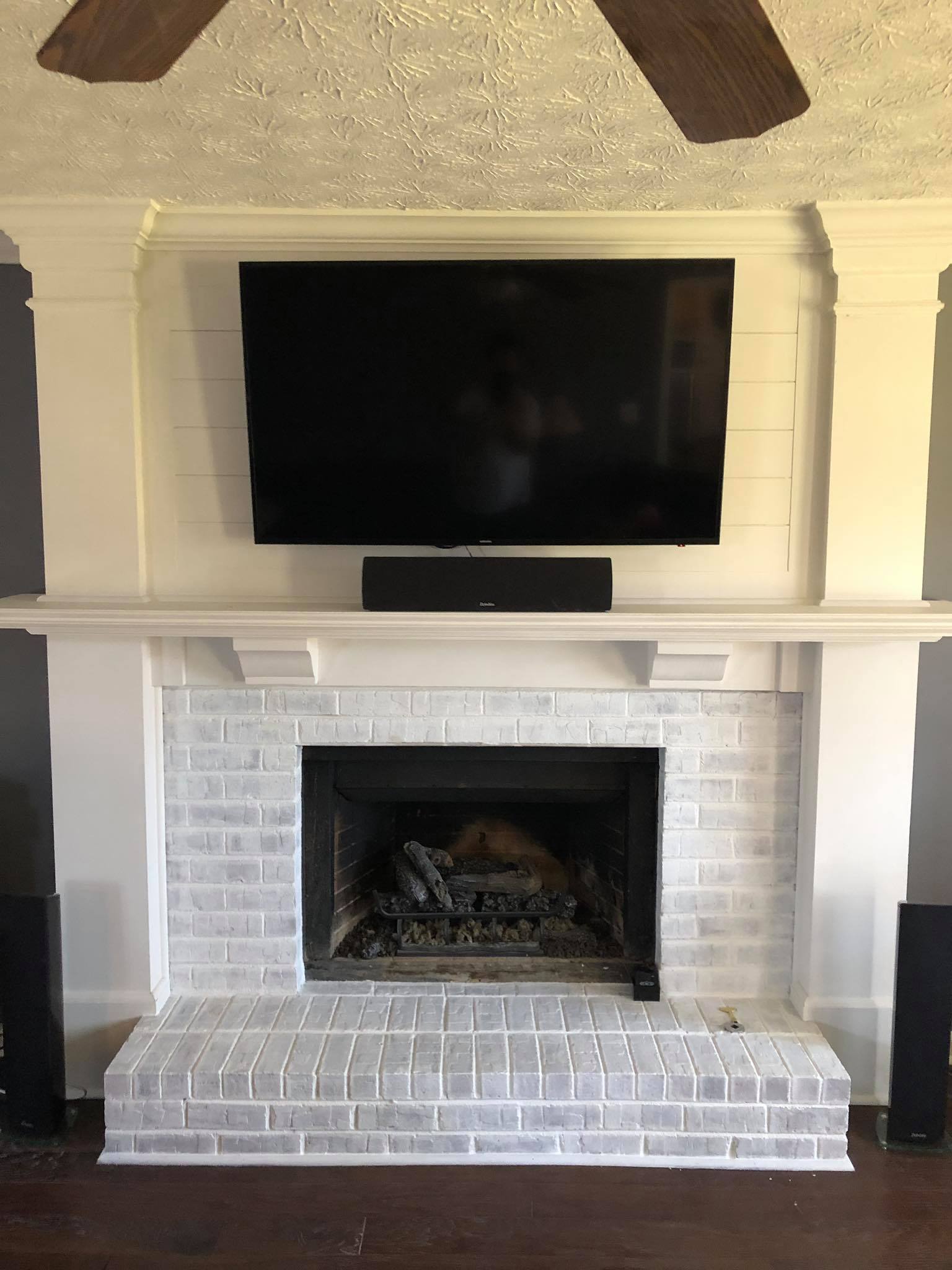 Fireplace Painting & Brick Whitewash near Peachtree City