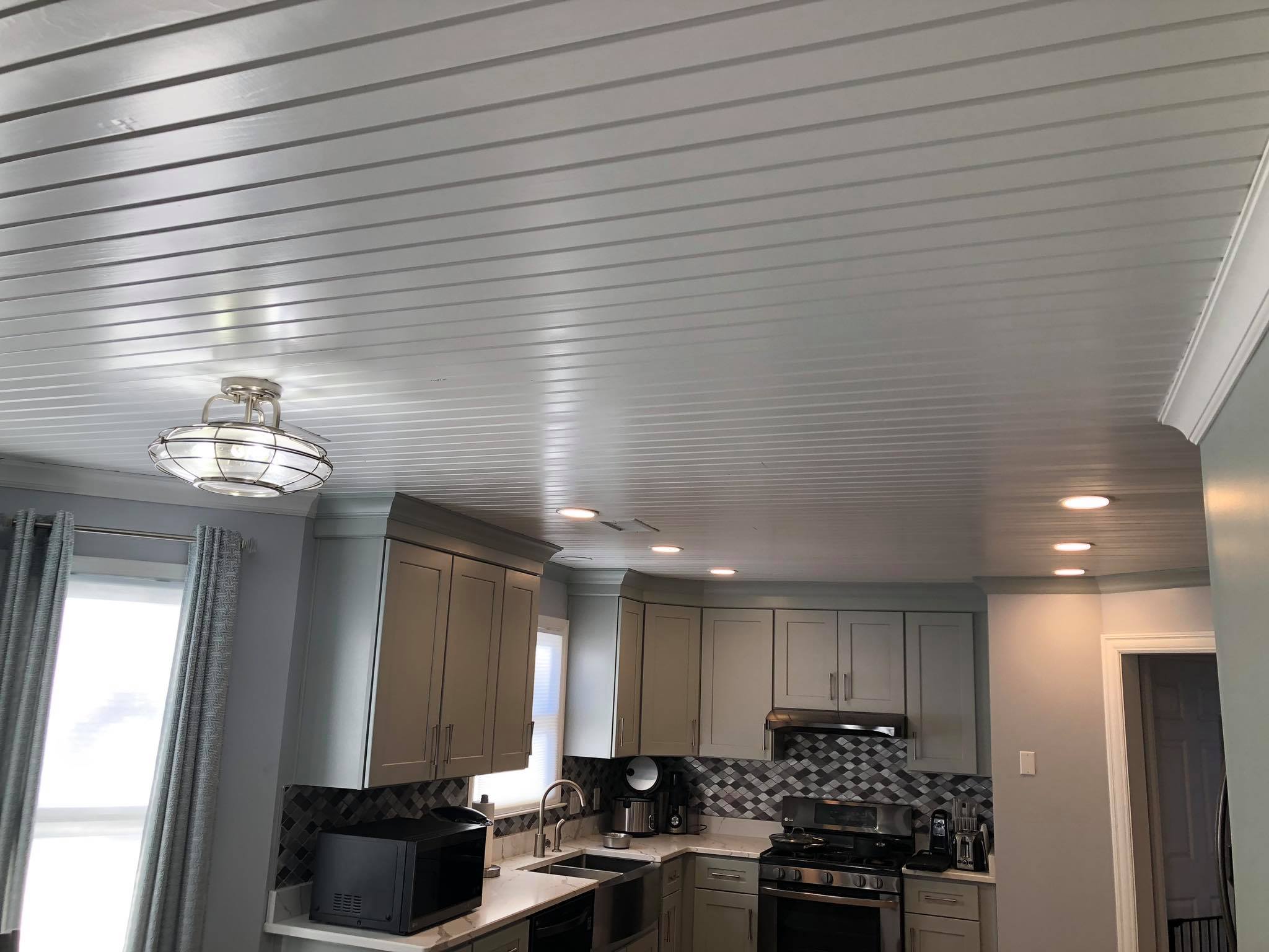 Tongue and Grove Shiplap Paneling on Ceiling Installed 2
