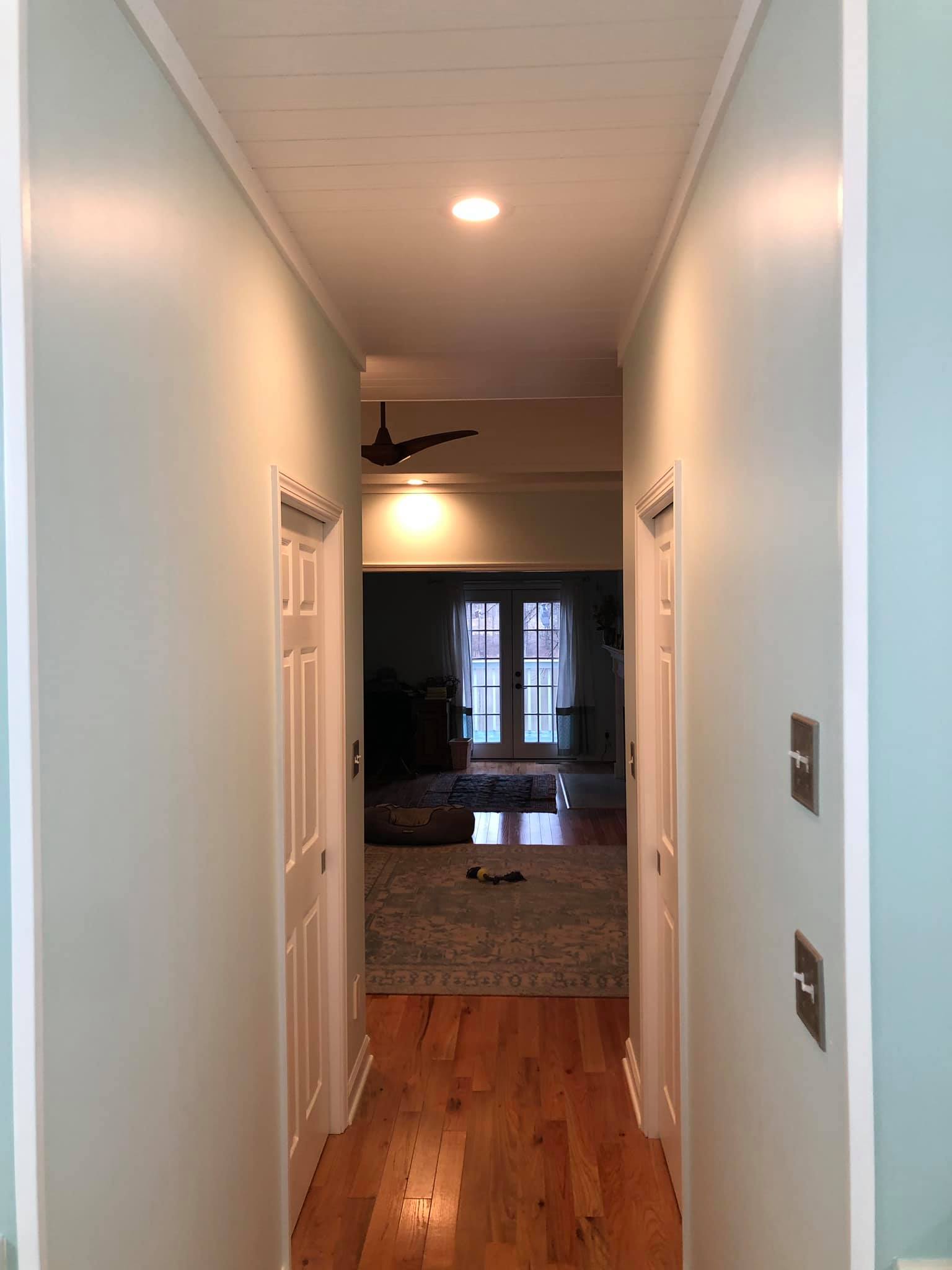 Tongue and Groove with Shiplap on Walls and Ceiling Hallway