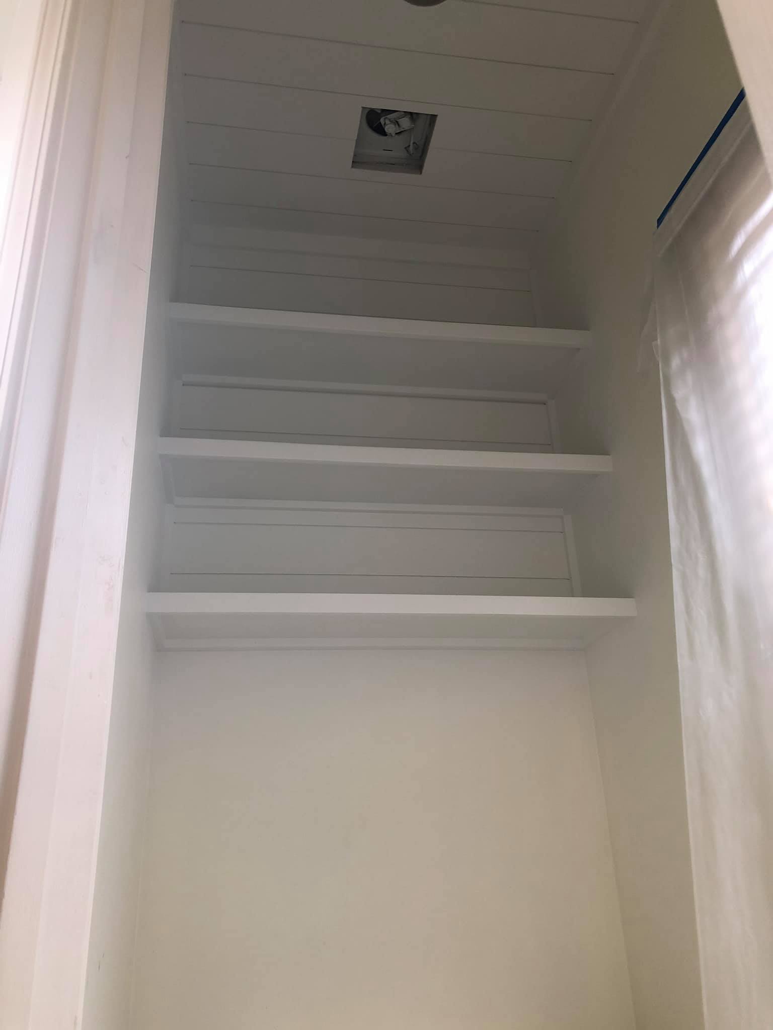 Tongue and Groove with Shiplap on Walls and Ceiling Closet