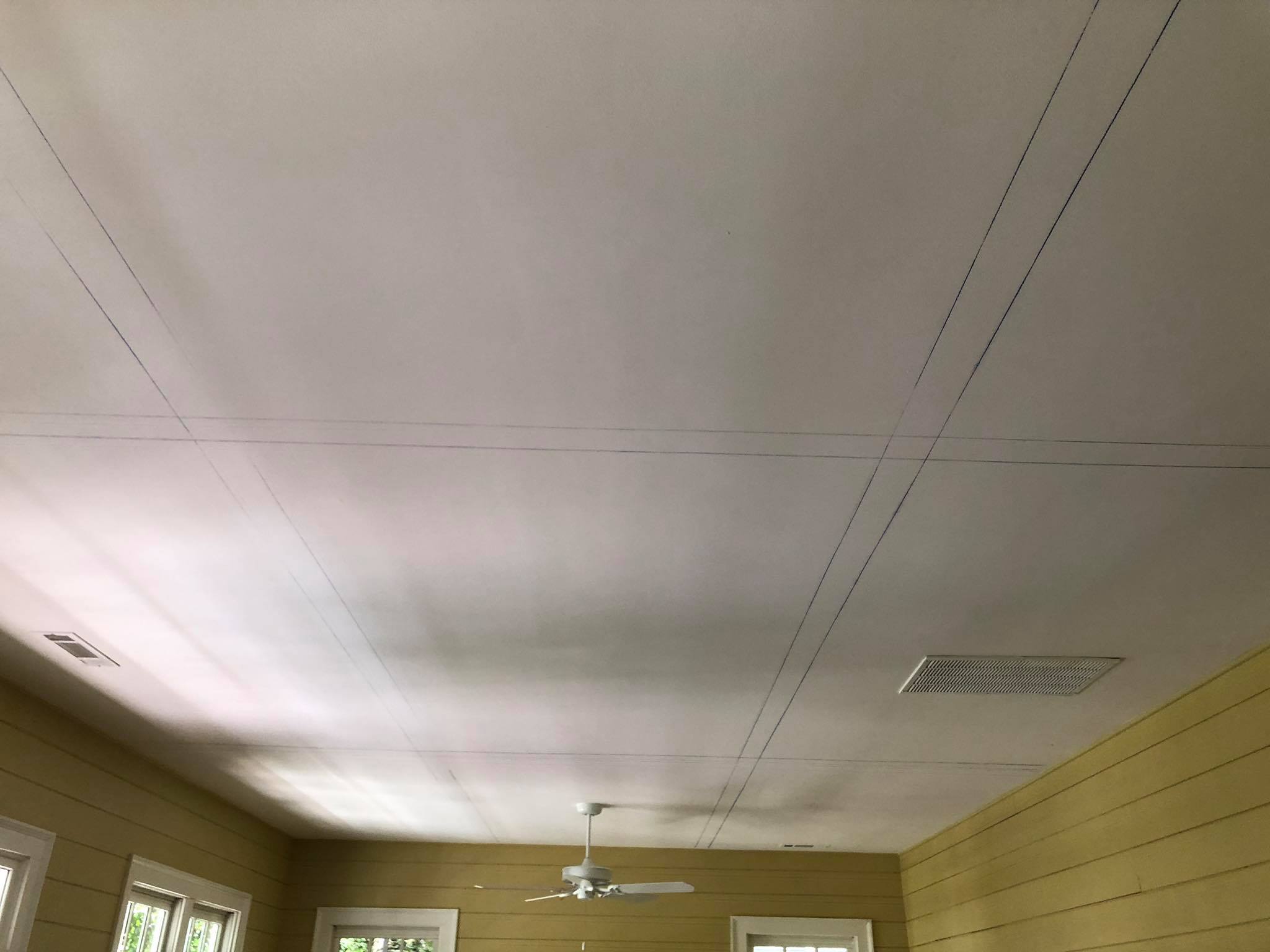 Custom Ceiling with Beams and Shiplap Installing 5