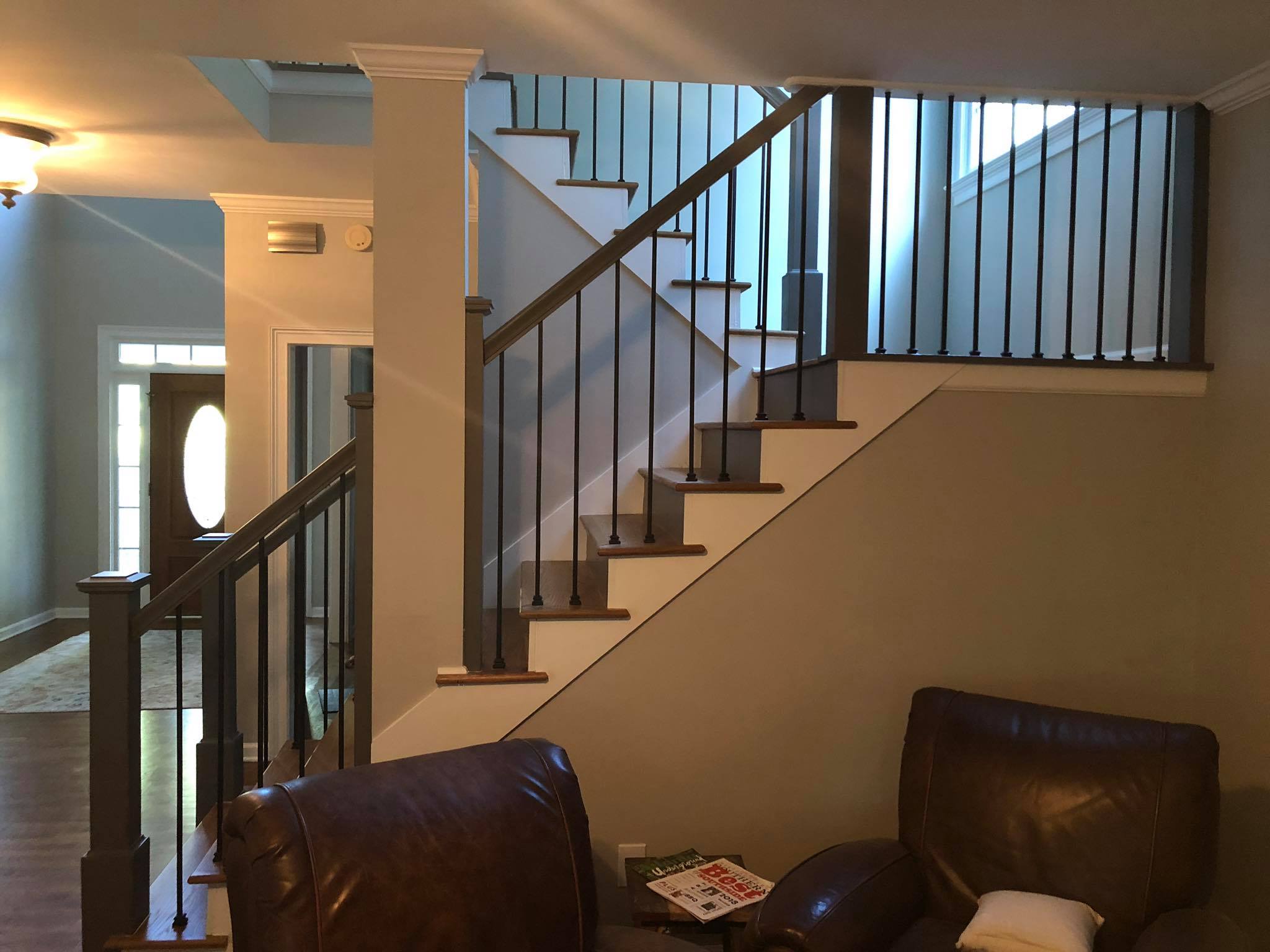 Staircase Trim and Riser Painting and Refinishing 1