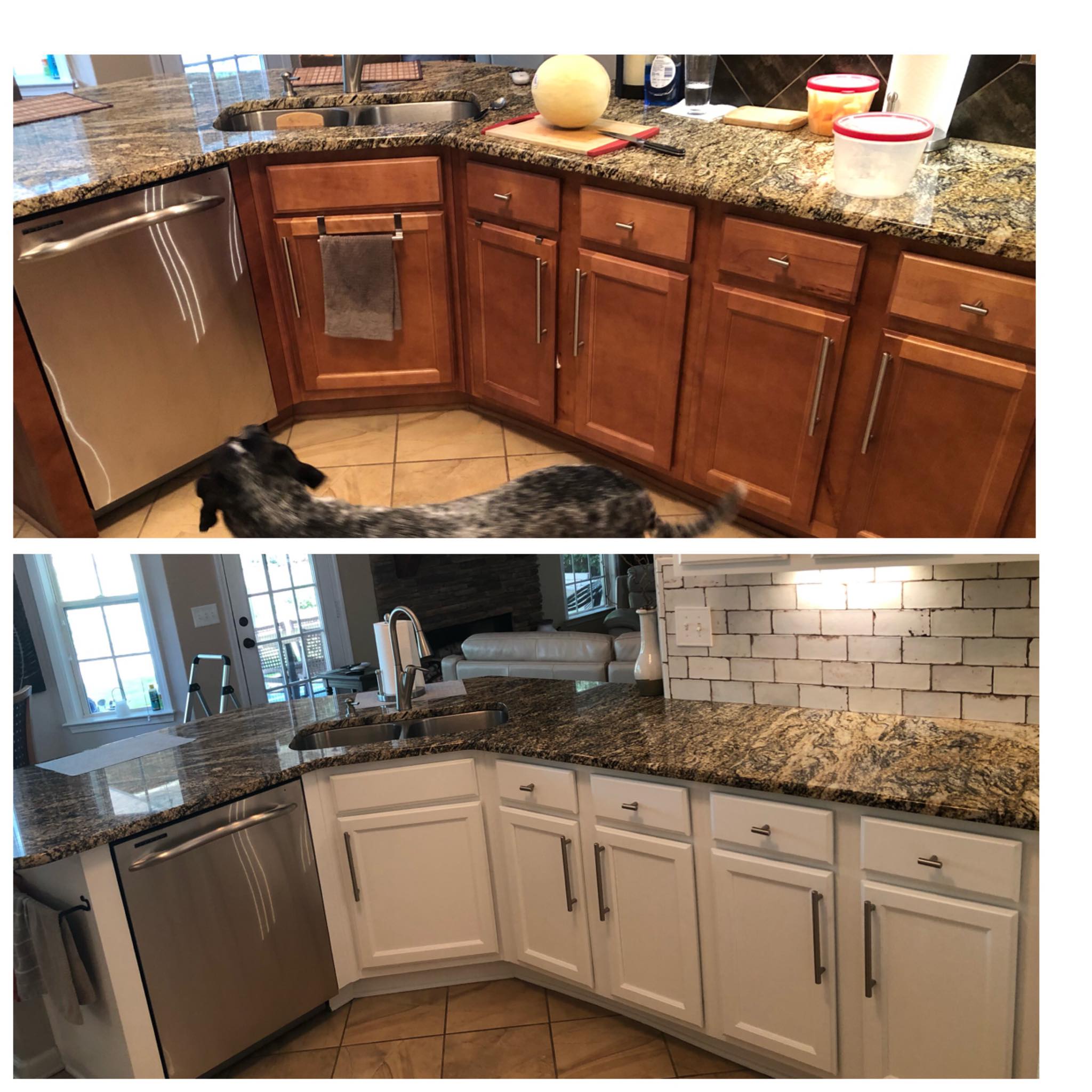 Complete Kitchen Cabinets Painting and Installation Before and After