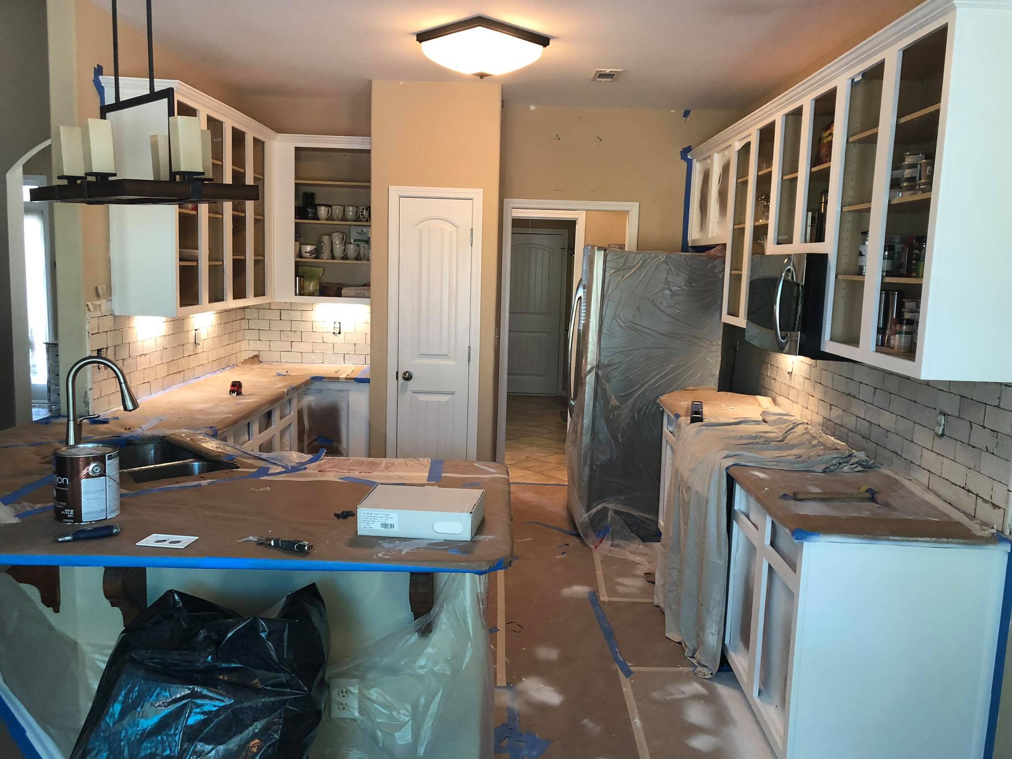 Complete Kitchen Cabinets Painting and Installation Before