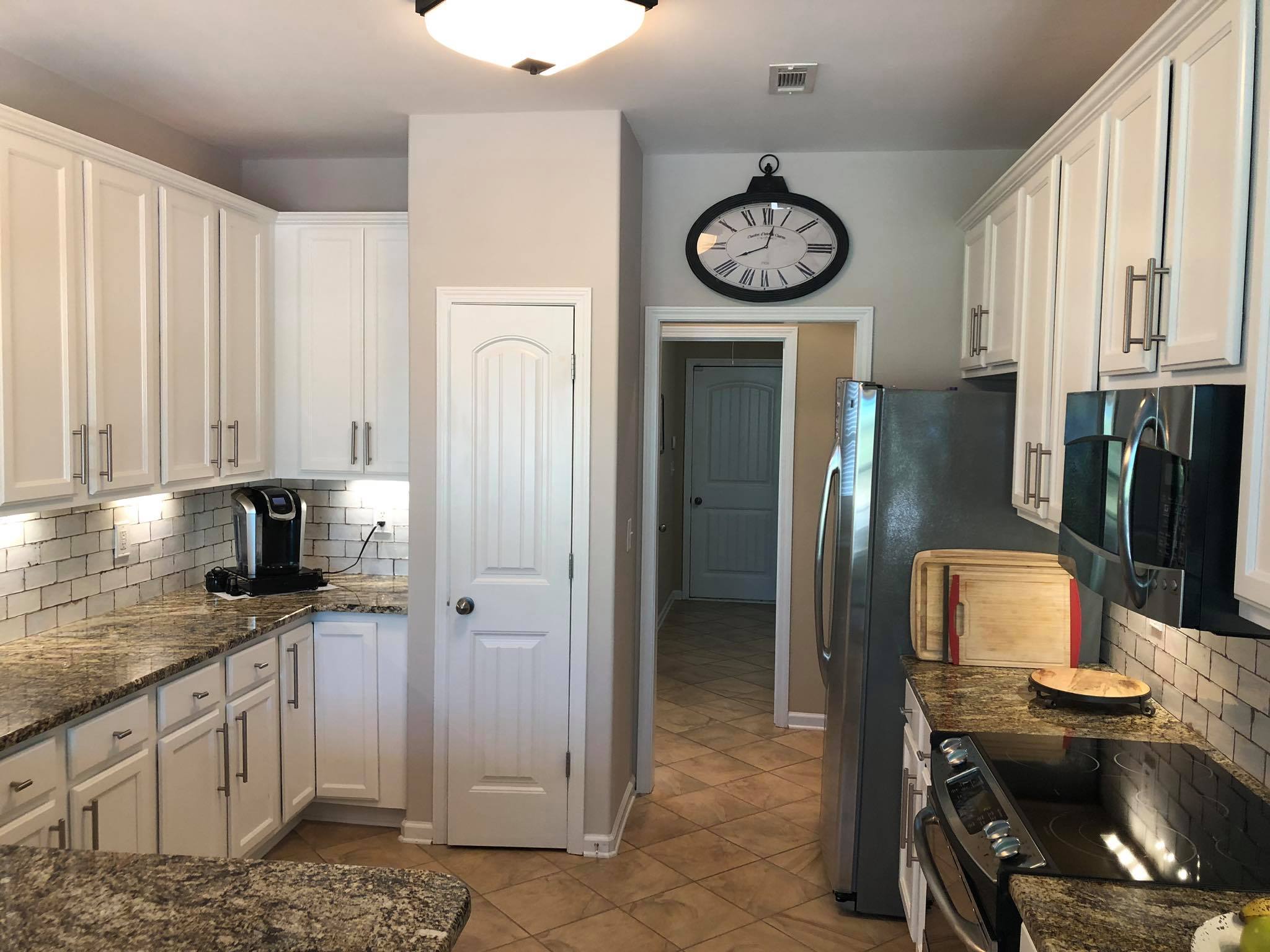 Custom Painted Kitchen Cabinets Double Door Corner Cabinets and Lazy Susan After