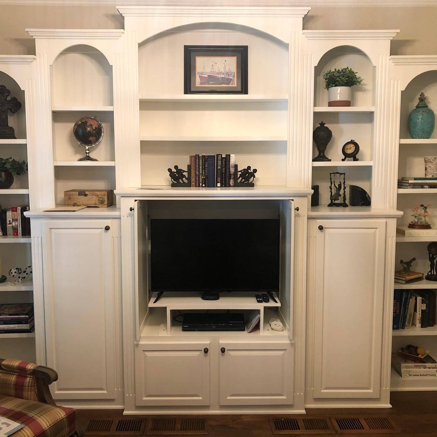 Fireplace Built in Shelves and Painting White