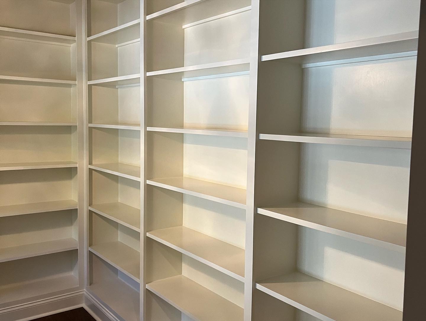 Custom Large Bookshelf Built in Cabinets Side View Row Shelf