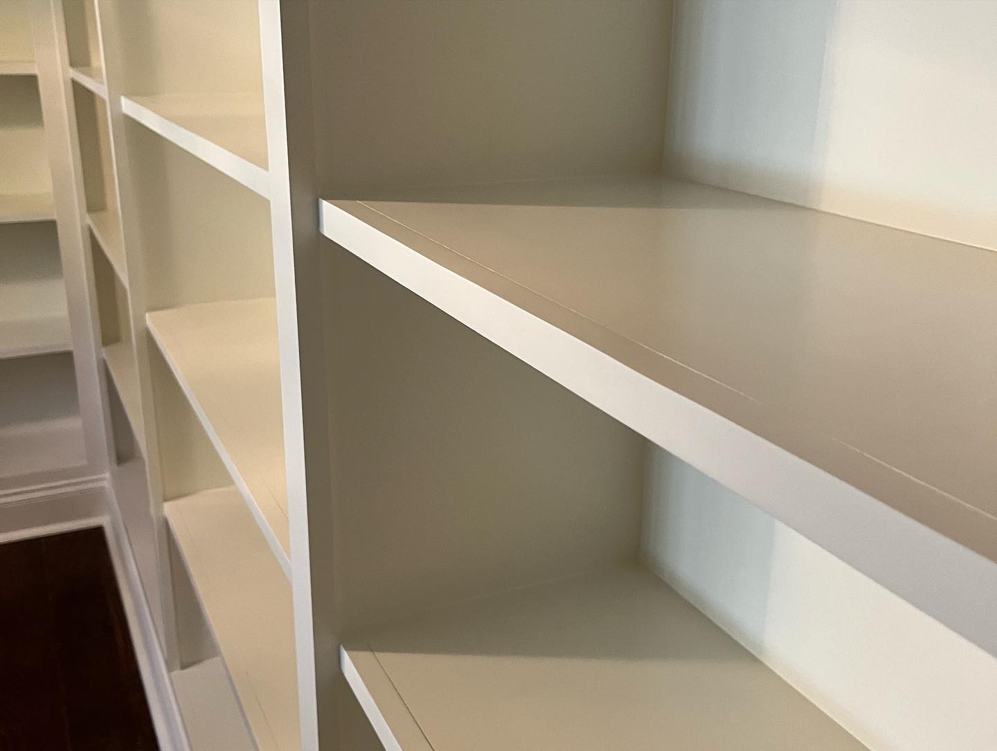 Custom Large Bookshelf Built in Cabinets Side View Single Shelf