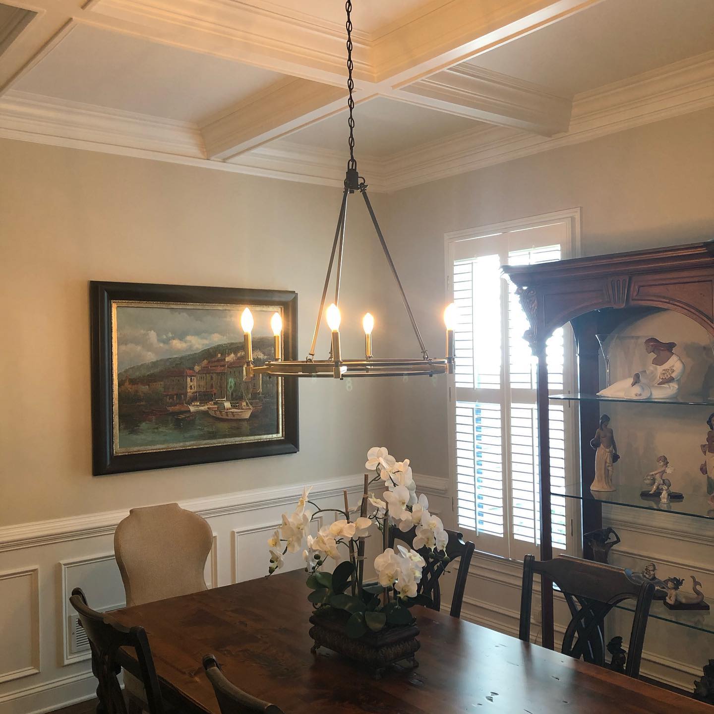 Dining Room Wainscoting and Coffered Ceiling After 8