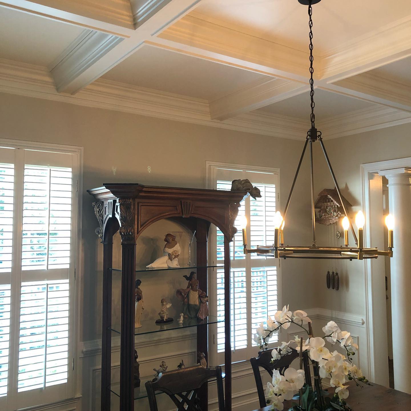 Dining Room Wainscoting and Coffered Ceiling After 7