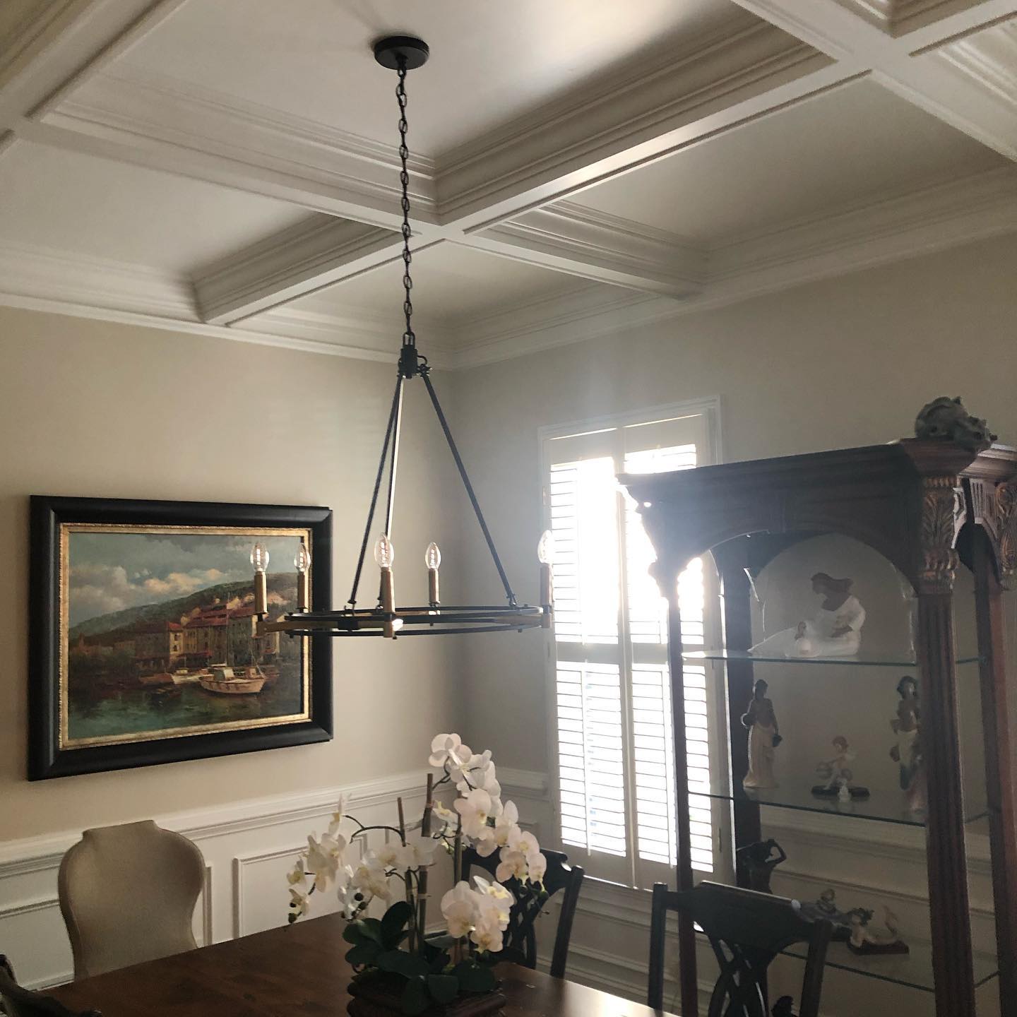 Dining Room Wainscoting and Coffered Ceiling After 4