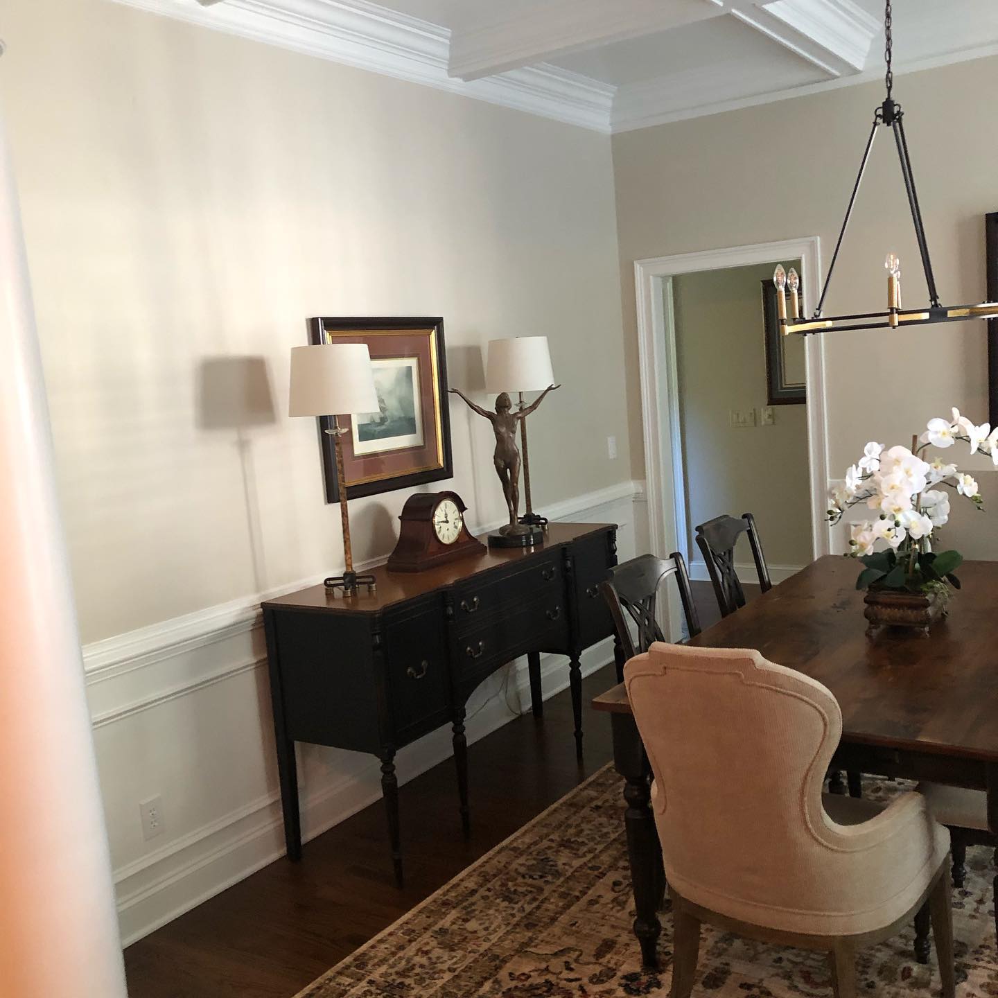 Dining Room Wainscoting and Coffered Ceiling After 1