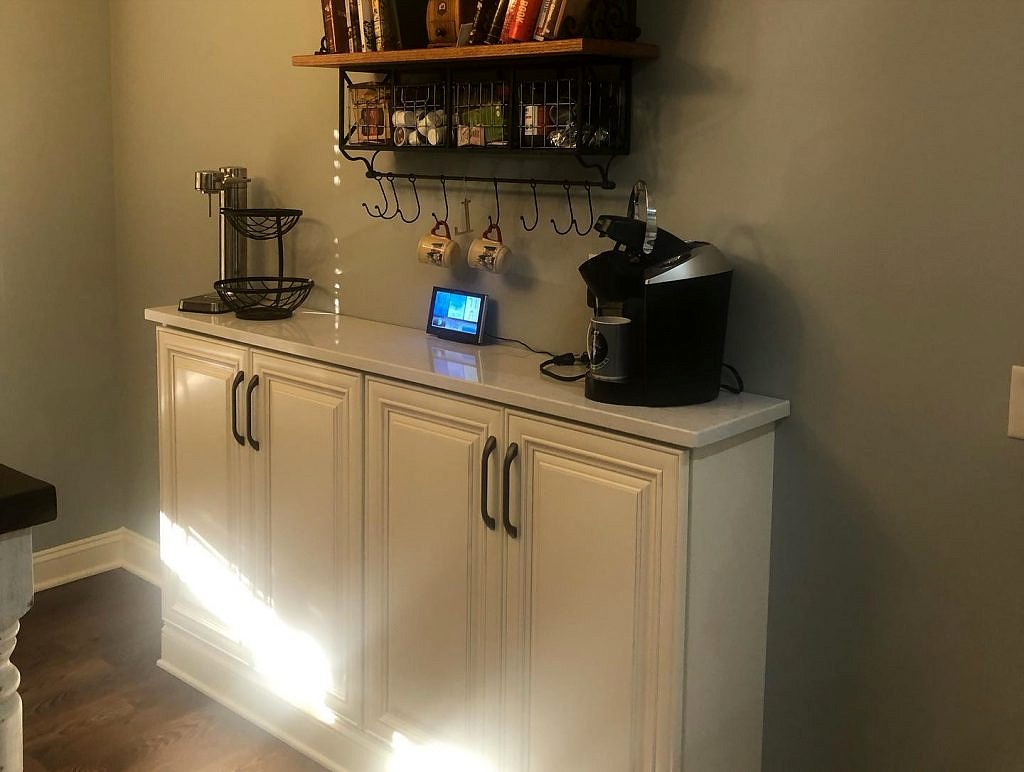 New Kitchen Cabinets Hood Vents and Coffee Bar near Newnan