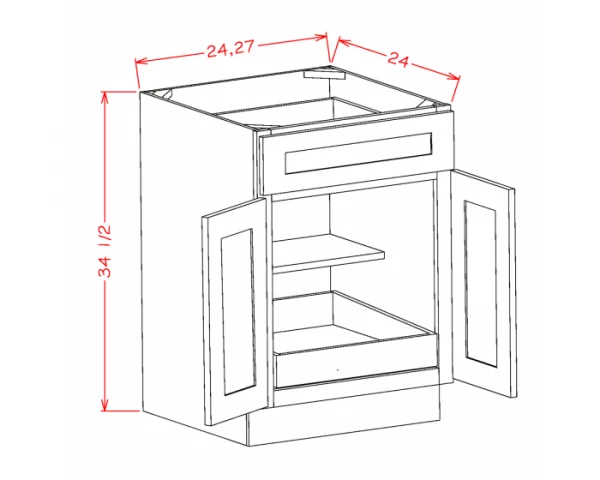 Double Door Single Drawer Single Rollout Shelf Bases