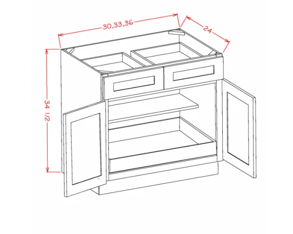 Double Door Double Drawer Single Rollout Shelf Bases
