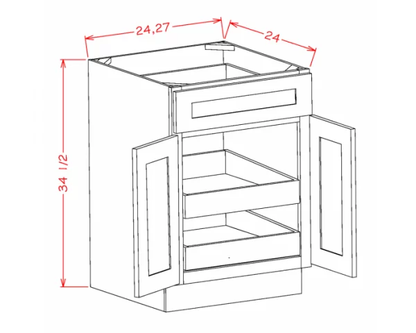 Double Door Single Drawer Double Rollout Shelf Bases