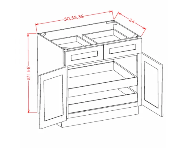 Double Door Double Drawer Double Rollout Shelf Bases