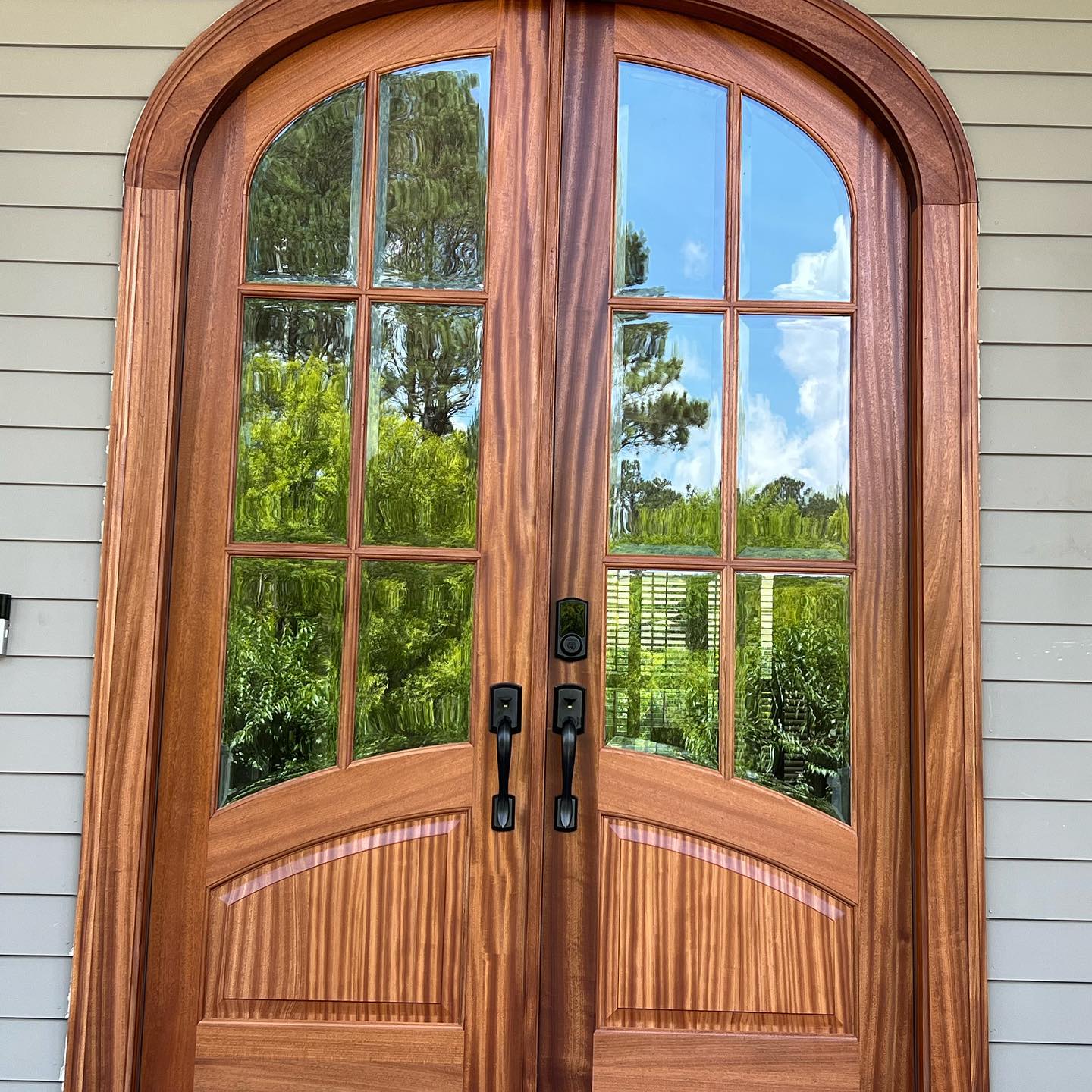 Double Entry Door Installation and Clear Coat Close up