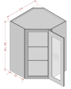 Wall Cabinet Single Glass Door Diagonal